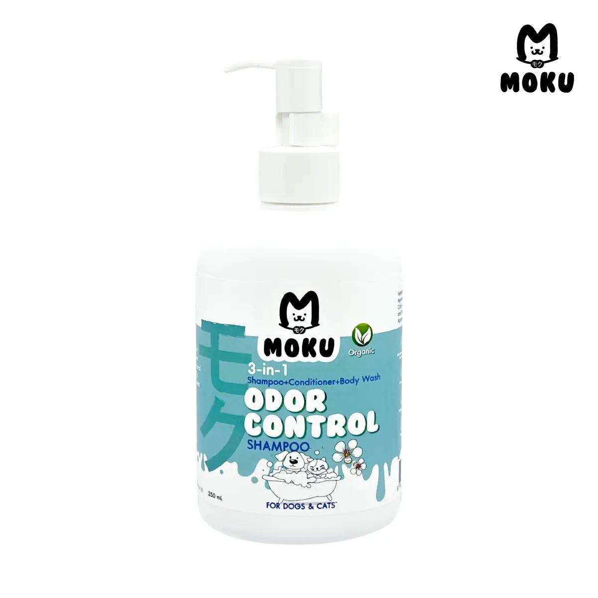 MOKU 3-in-1 Odor Control Shampoo โมกุ ทรี-อิน-วัน โอดอร์ คอนโทรล แชมพู แชมพูสำหรับสัตว์เลี้ยง สูตรขจัดกลิ่นไม่พึงประสงค์